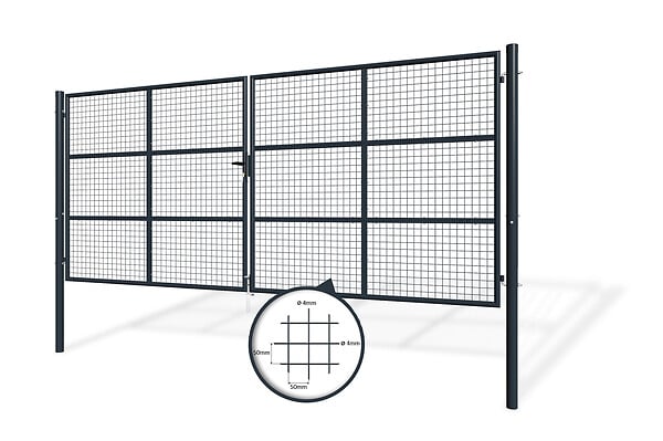 CASANOOV - Casanoov Portail battant grillagé gris OLGA 4 m H.180 cm - large