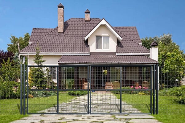 CASANOOV - Casanoov Portail battant grillagé 4 m OLGA H.150  cm Gris - large