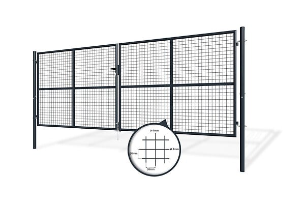 CASANOOV - Casanoov Portail battant grillagé 4 m OLGA H.150  cm Gris - large