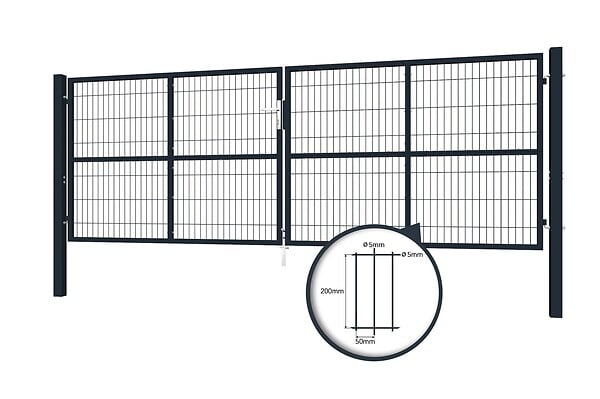 CASANOOV - Casanoov Portail battant grillagé gris RAZO 4 m H.140 cm - large