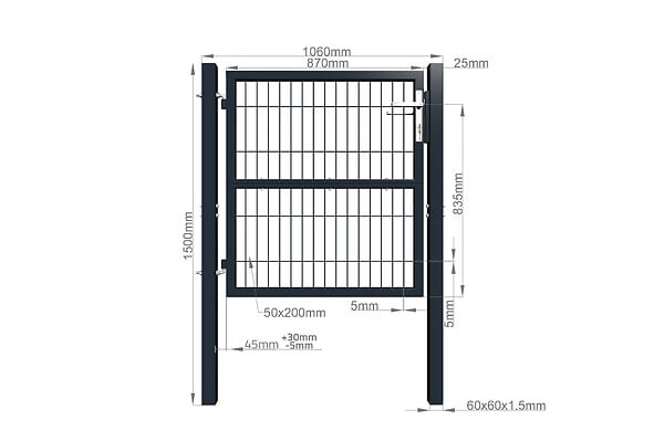 CASANOOV - Casanoov Portillon grillagé 1m Gris RAZO H.100 cm - large