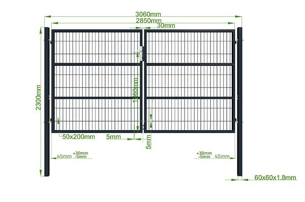 CASANOOV - Casanoov Portail battant grillagé 3 m RAZO H.160  cm Gris - large