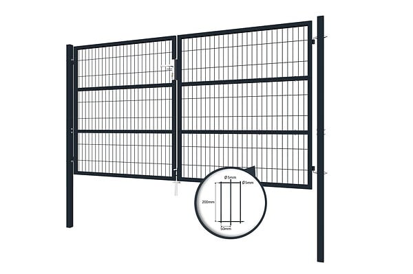 CASANOOV - Casanoov Portail battant grillagé 3 m RAZO H.160  cm Gris - large