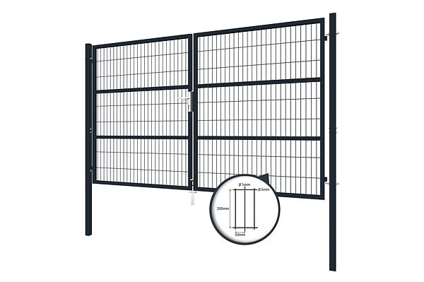 CASANOOV - Casanoov Portail battant grillagé rigide RAZO 300x180  cm Gris - large
