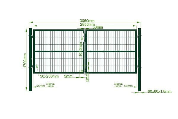 CASANOOV - Casanoov Portail battant grillagé 3 m RAZO H.120  cm Vert - large