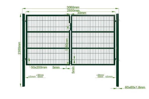 CASANOOV - Casanoov Portail battant grillagé 3 m RAZO H.160  cm Vert - large