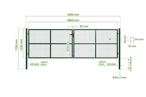 CASANOOV - Casanoov Portail battant grillagé 4 m OLGA H.130  cm Vert - large