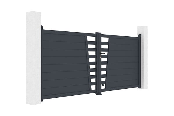 CASANOOV - Casanoov Portail battant aluminium gris CERVINA 3,5 m hauteur 140  cm - large