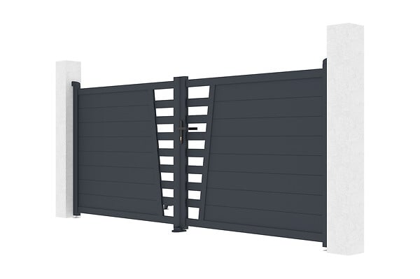 CASANOOV - Casanoov Portail battant aluminium gris CERVINA 3,5 m hauteur 140  cm - large
