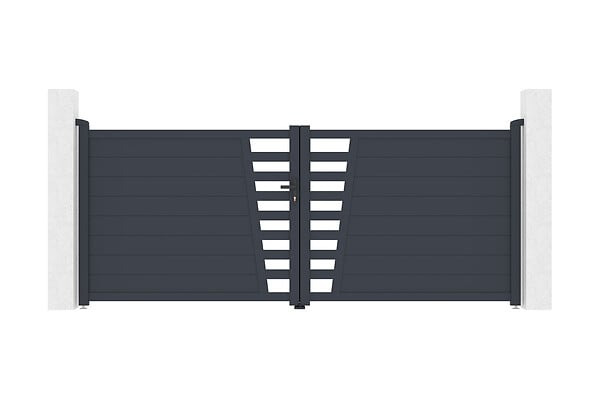 CASANOOV - Casanoov Portail battant aluminium gris CERVINA 3,5 m hauteur 140  cm - large