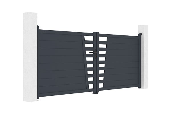 CASANOOV - Casanoov Portail battant aluminium gris CERVINA 3,5 m hauteur 140  cm - large