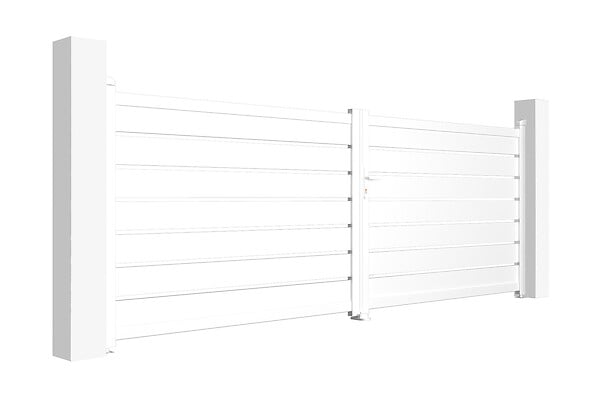 CASANOOV - Casanoov Portail battant 4 m VOGEL H.140  cm + Portillon 1m VOGEL H.140  cm aluminium blanc - large