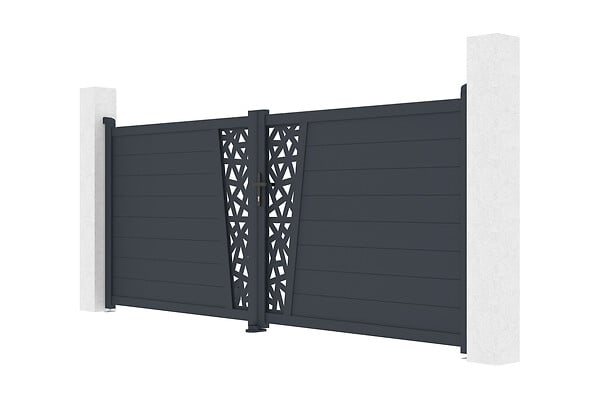 CASANOOV - Casanoov Portail battant aluminium gris CERVINA RUIVO 3,5 m hauteur 140  cm - large