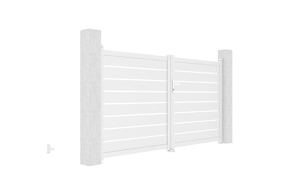 CASANOOV - Casanoov Portail battant 3 m VOGEL H.160  cm alu blanc + 2 poteaux 15x15  cm H.190  cm BLANC - large