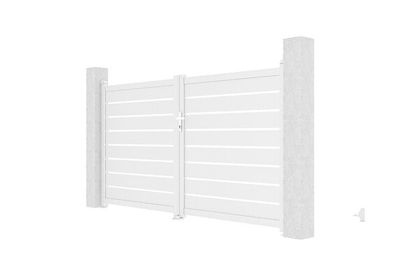 CASANOOV - Casanoov Portail battant 3 m VOGEL H.160  cm alu blanc + 2 poteaux 15x15  cm H.190  cm BLANC - large
