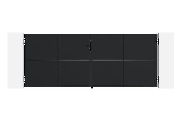 CASANOOV - Casanoov Portail battant acier noir mat 3,5 m NALI H.140  cm + 2 poteaux 10x10 acier CARMO - large