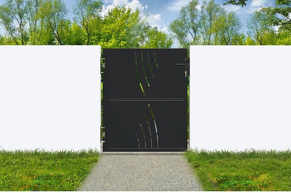 CASANOOV - Casanoov Portail battant acier 3 m NALI VELETA H.120  cm noir + Portillon H.120  cm noir - large