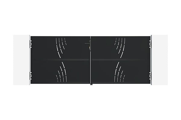 CASANOOV - Casanoov Portail battant acier 3 m NALI VELETA H.120  cm noir + Portillon H.120  cm noir - large