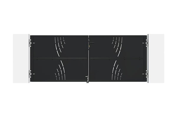 CASANOOV - Casanoov Portail battant acier 3 m NALI VELETA H.120  cm noir + Portillon H.120  cm noir - large