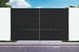 CASANOOV - Casanoov Portail battant acier noir mat 3,5 m NALI H.200  cm + 2 poteaux 10x10 acier CARMO - vignette