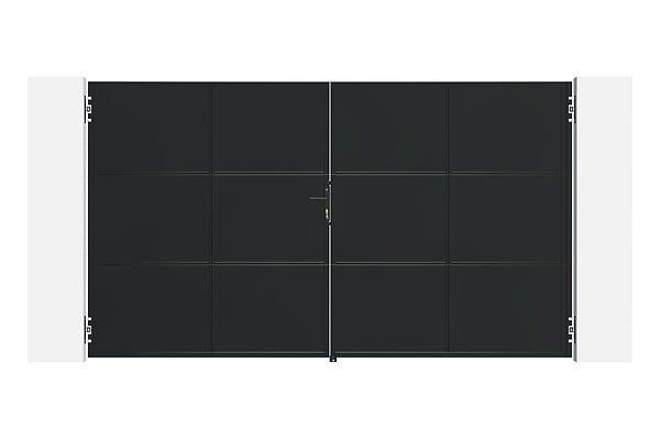 CASANOOV - Casanoov Portail battant acier noir mat 3,5 m NALI H.200  cm + 2 poteaux 10x10 acier CARMO - large