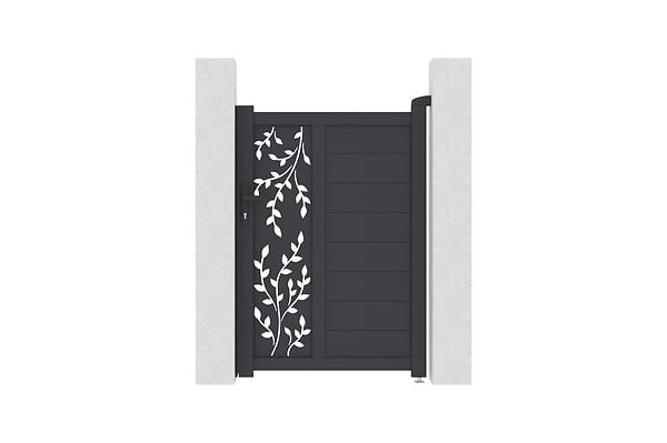 CASANOOV - Casanoov Portail battant 3 m FOLYA H.140  cm + Portillon 1m FOLYA H.140  cm aluminium gris - large