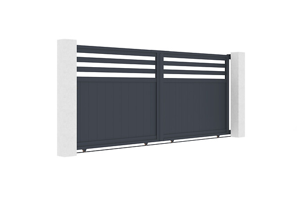CASANOOV - Casanoov Portail coulissant 3,7 m NEVIS H.160  cm aluminium gris - large