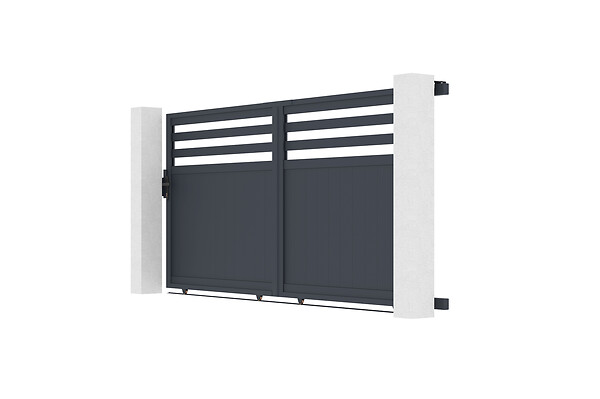 CASANOOV - Casanoov Portail coulissant 3,7 m NEVIS H.160  cm aluminium gris - large