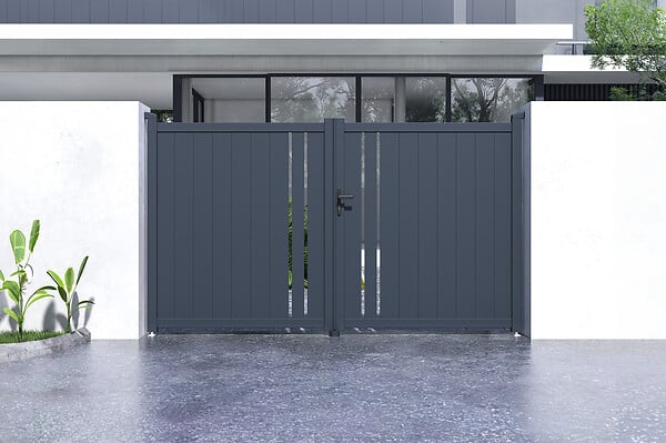 CASANOOV - Casanoov Portail battant 3 m GIONA H.180 aluminium gris - large