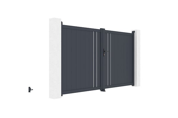CASANOOV - Casanoov Portail battant 3 m GIONA H.180 aluminium gris - large