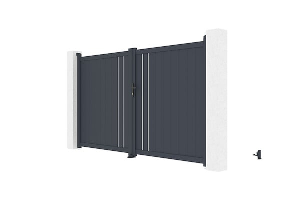 CASANOOV - Casanoov Portail battant 3 m GIONA H.180 aluminium gris - large