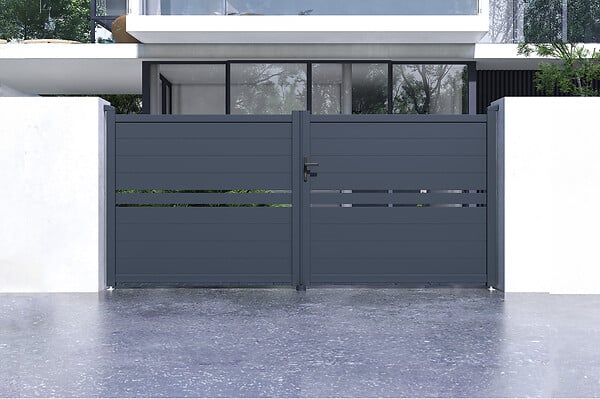 CASANOOV - Casanoov Portail battant 3,5 m CIMONE H.160  cm alu + portillon CIMONE H.160  cm GRIS - large