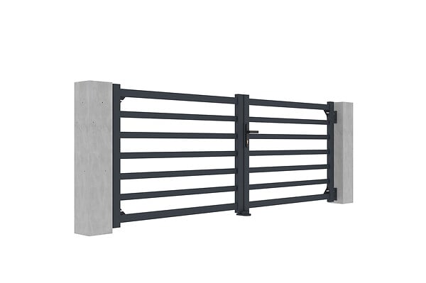 CASANOOV - Casanoov Portail battant 3 m ANTELAO H.110  cm + Portillon 1m ANTELAO H.110  cm aluminium gris - large