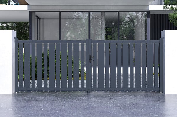 CASANOOV - Casanoov Portail battant ajustable en largeur 4 m VEYMONT H.140  cm alu gris - large