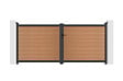 CASANOOV - Casanoov Portail bois composite battant 3,5m ATHOS H.160 cm teck avec cadre aluminium + 2 poteaux EIFEL aluminium 15x15 cm - vignette
