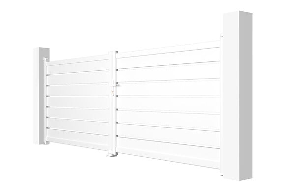 CASANOOV - Casanoov Portail battant 4 m VOGEL H.140  cm + 2 poteaux H.166  cm aluminium blanc - large