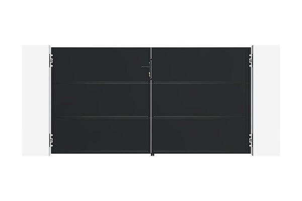 CASANOOV - Casanoov Portail battant acier 3 m NALI H.160  cm noir + Portillon H.160  cm noir - large