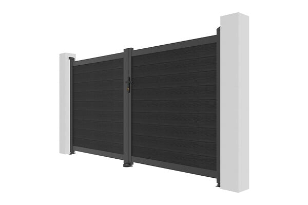 CASANOOV - Casanoov Portail en lames composites battant 3 m ATHOS H.160  cm gris anthracite - large