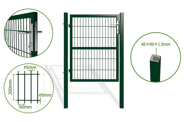 CASANOOV - Casanoov Portail battant grillagé 3 m RAZO H.120  cm + Portillon 1m RAZO H.120  cm Vert - large