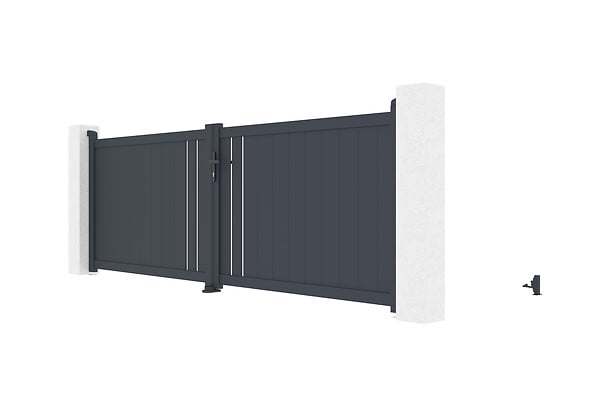 CASANOOV - Casanoov Portail battant 3,5 m GIONA H.120  cm aluminium gris - large