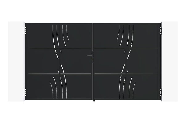 CASANOOV - Casanoov Portail battant acier noir mat 3,5m NALI VELETA H.200 cm + 2 poteaux 10x10 acier CARMO - large