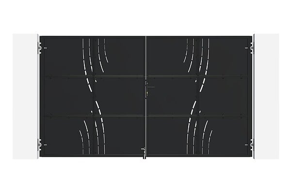 CASANOOV - Casanoov Portail battant acier noir mat 3,5m NALI VELETA H.200 cm + 2 poteaux 10x10 acier CARMO - large