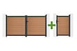 CASANOOV - Casanoov Portail bois composite battant 3m ATHOS H.160 cm teck avec cadre aluminium + portillon composite ATHOS 1m H.160 cm - vignette