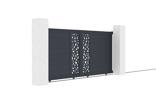 CASANOOV - Casanoov Portail battant aluminium coulissant 3 m RUIVO H.140  cm gris - large