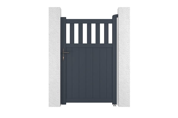 CASANOOV - Casanoov Portail battant 3 m SANTIS H.160  cm + Portillon 1m SANTIS H.160  cm aluminium gris - large