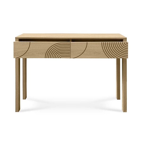SICAAN - Sicaan Console scandinave 100  cm 2 tiroirs finition chêne SASKIA - large