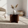 SICAAN - Sicaan Table basse en verre transparent moderne GIULIA noyer - vignette