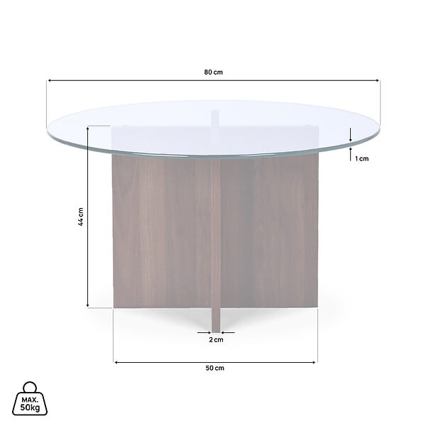 SICAAN - Sicaan Table basse en verre transparent moderne GIULIA noyer - large
