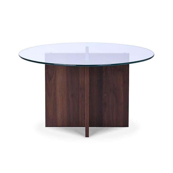 SICAAN - Sicaan Table basse en verre transparent moderne GIULIA noyer - large