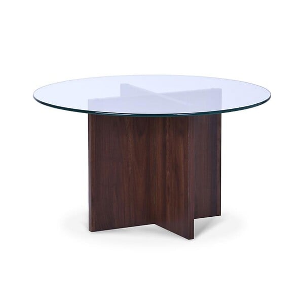 SICAAN - Sicaan Table basse en verre transparent moderne GIULIA noyer - large